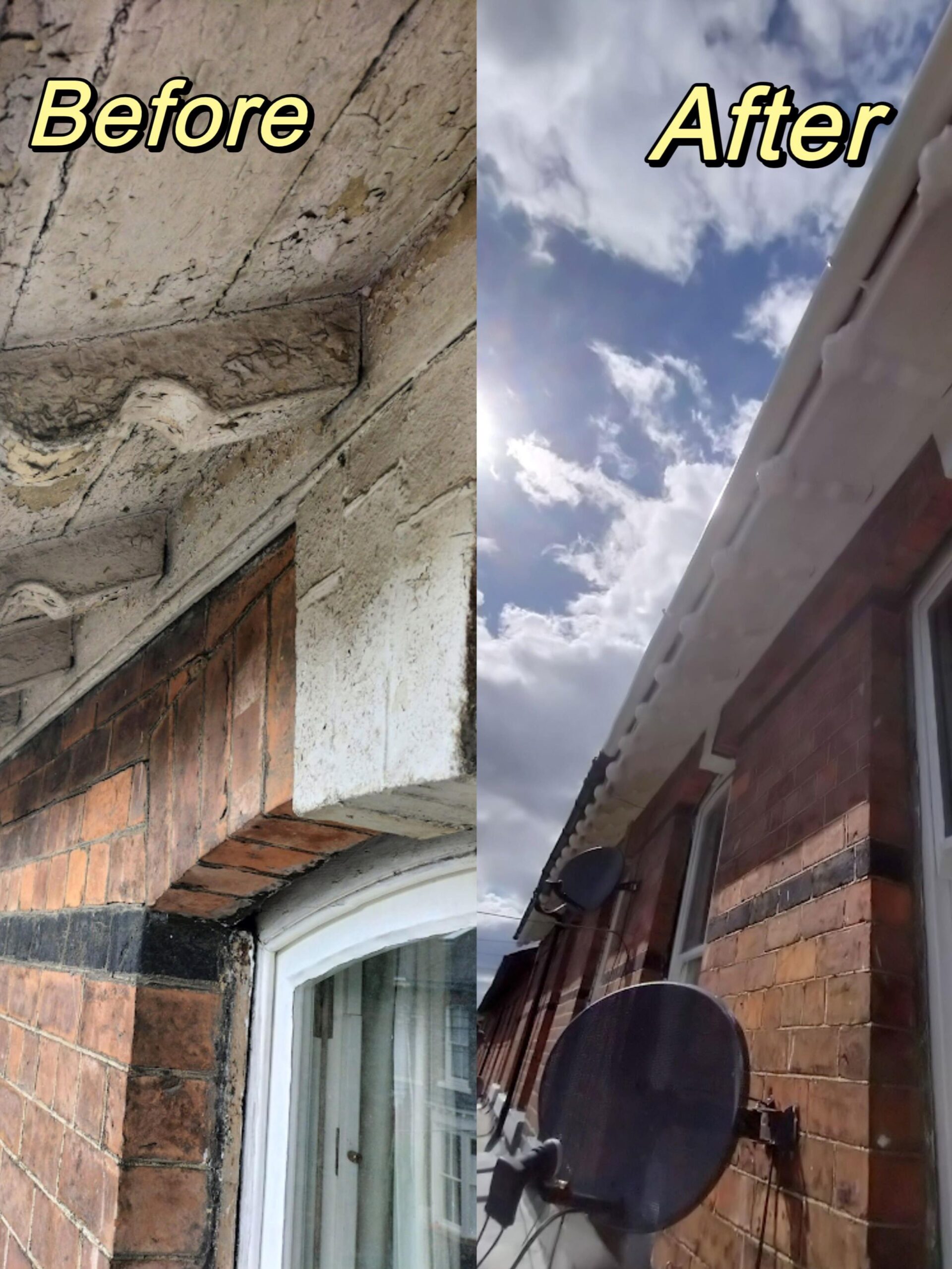 Exterior painting and decoration in York showing fascia and soffit repair with fresh white paint