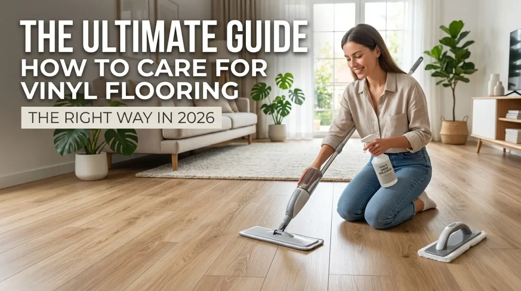 Modern home interior showing proper vinyl flooring care and maintenance techniques in 2026