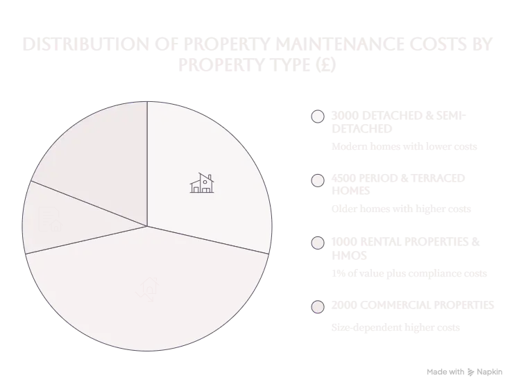 Comparison of property maintenance costs for residential, commercial, condo, and rental properties